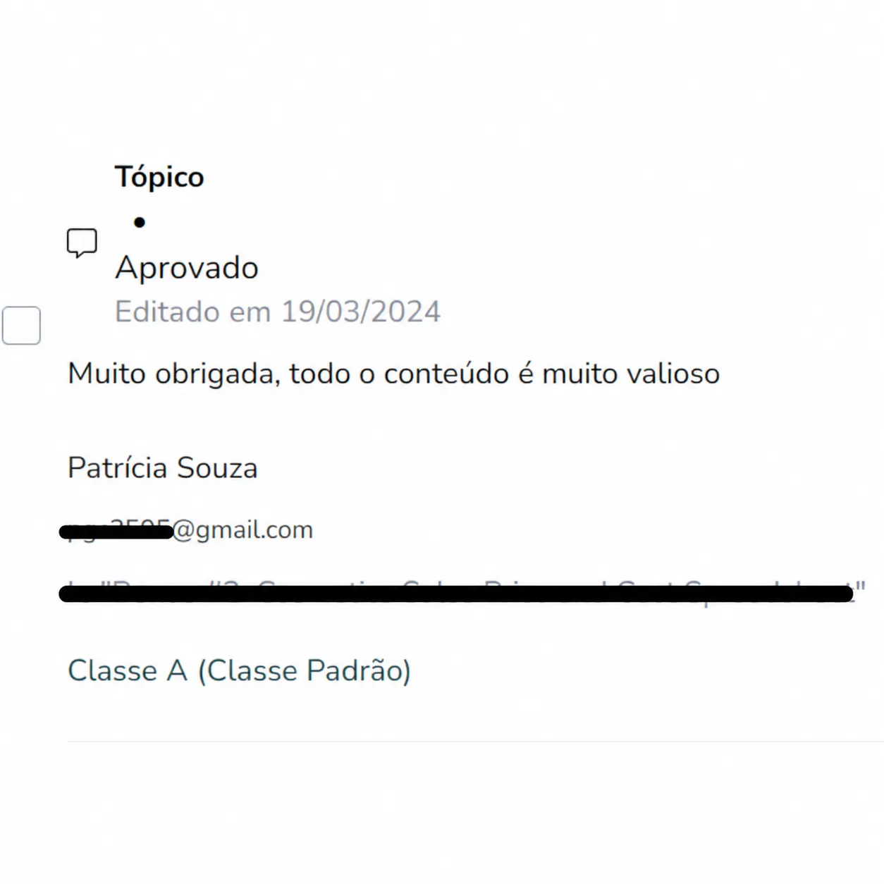 Depoimento Patrícia Souza